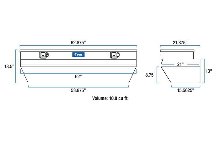 UWS - UWS 62in Aluminum Wedged & Notched Chest TBC-62-WN